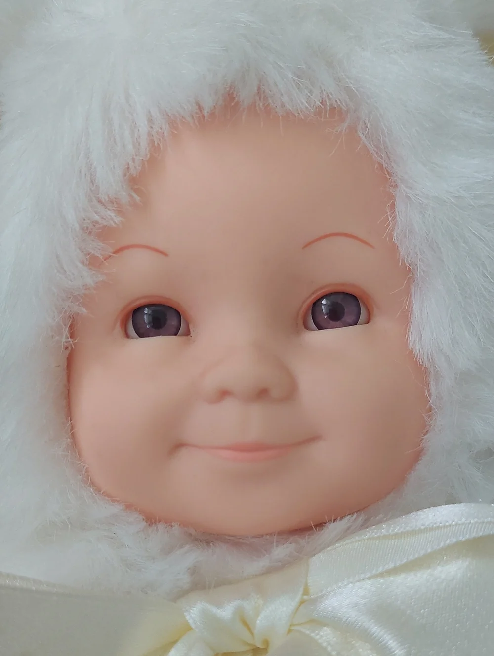 ANNE GEDDES Plush White Bunny Baby Doll with Satin Bow NWOT